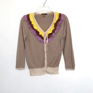 Orla Kiely Ruffle V Neck Cardigan